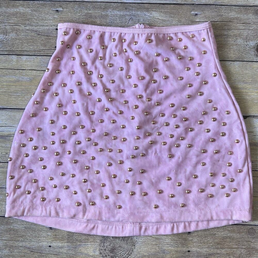RL Santos Size Medium Mini-Skirt Light Pink with‎ gold embellishments